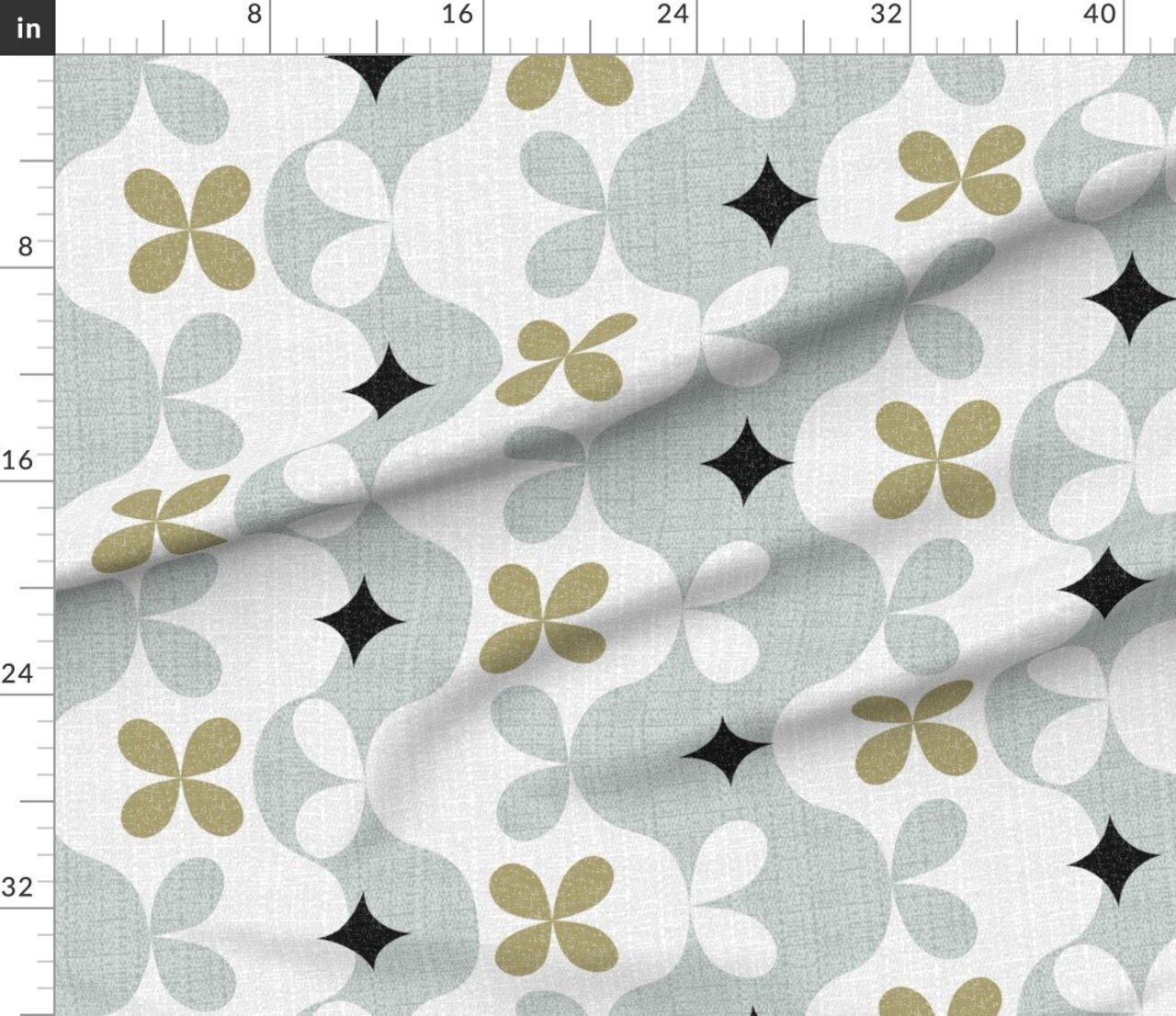 Scandi Mid Century Modern Diamond Curves Petal Geometric Mcm Sixties Seventies Retro Vintage Scandinavian Faux Texture Custom Printed Fabric by Spoonflower Various Fabrics by the Yard or Fat Quarter